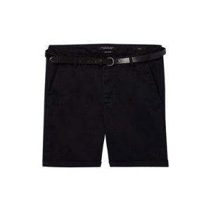 black tailored shorts with belt