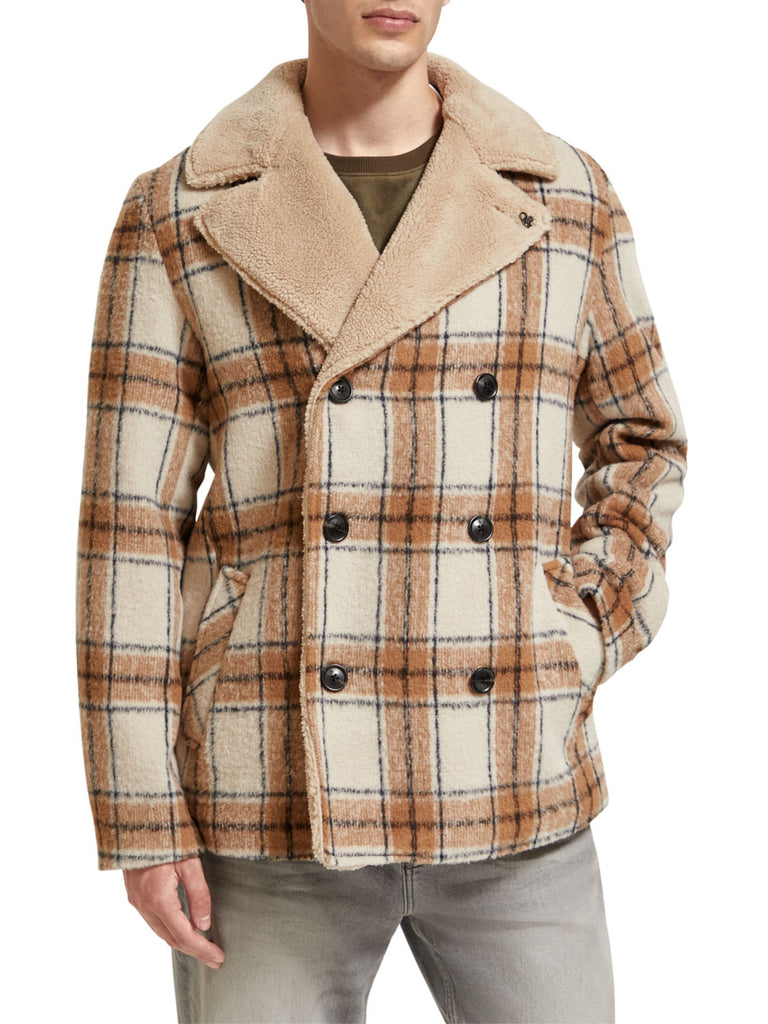 Wool blend teddy-lined peacoat