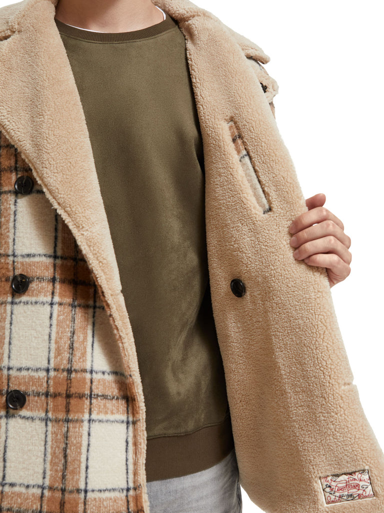 Wool blend teddy-lined peacoat