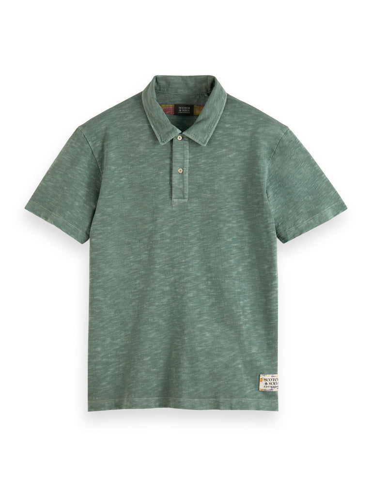 Garment-dyed jersey polo shirt