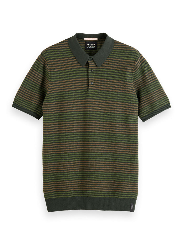 Knitted striped polo shirt