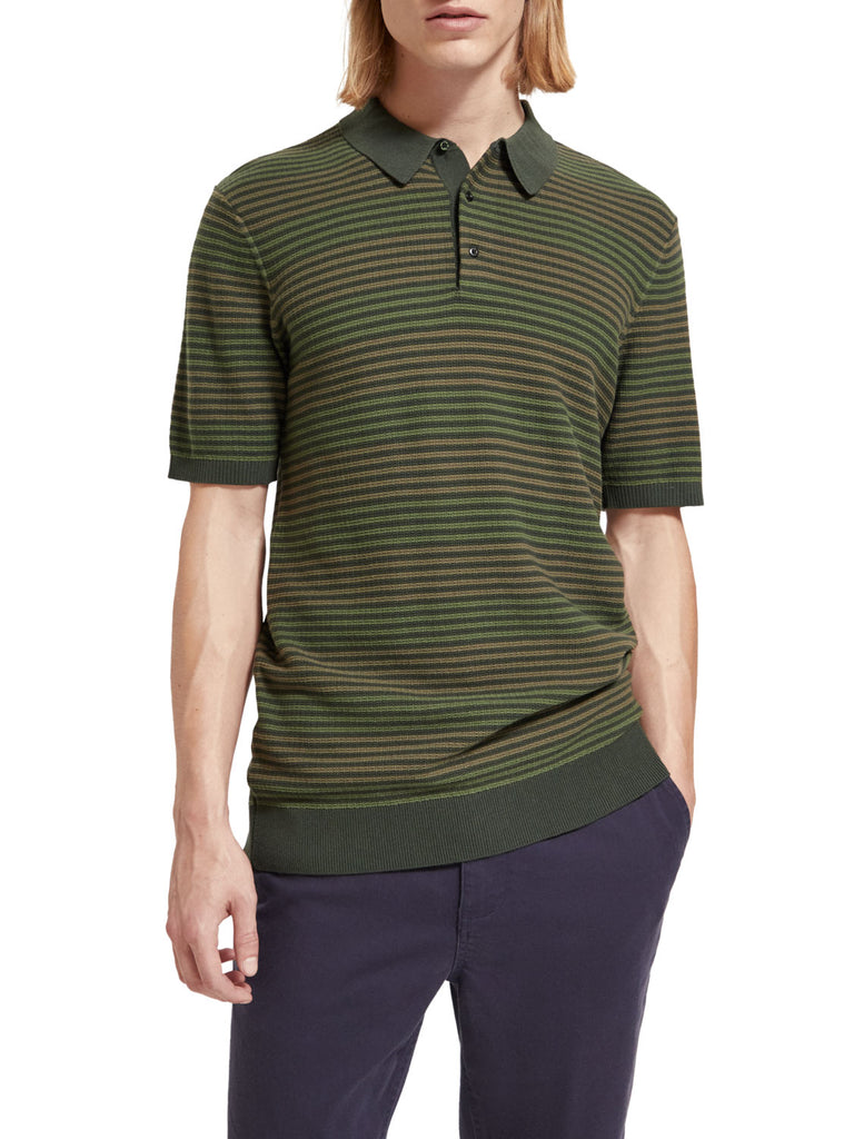 Knitted striped polo shirt