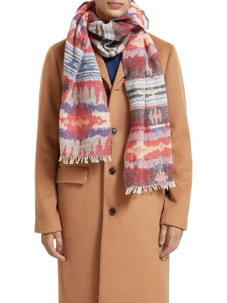 Jacquard wool blend scarf