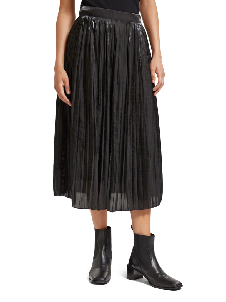 Pleated high-rise maxi skirt