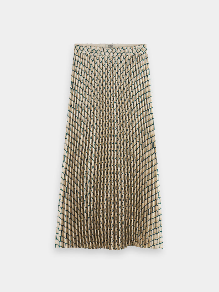Pleated high-rise maxi skirt