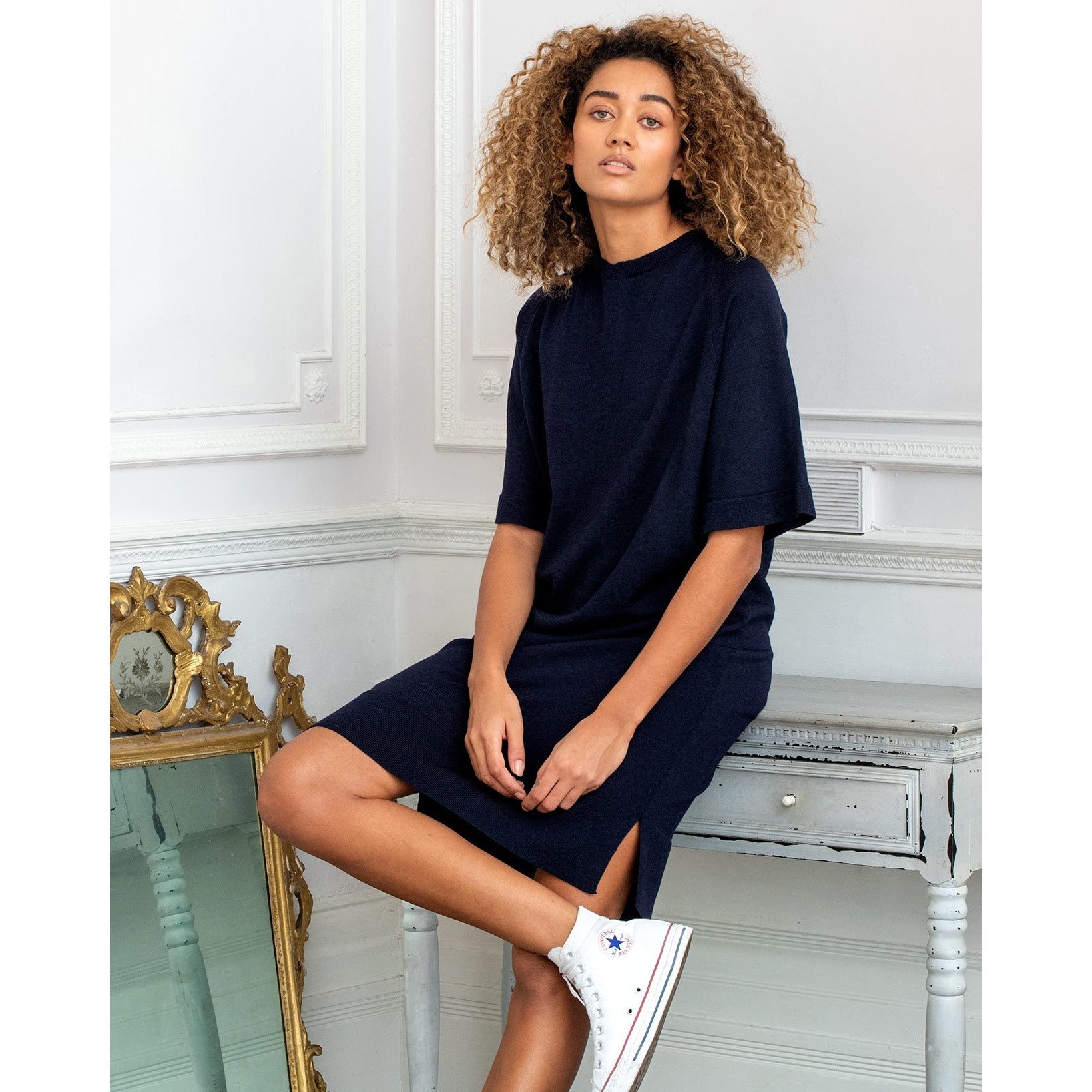 Celtic Co Short Sleeve Midi Dress Navy – Miles From Home